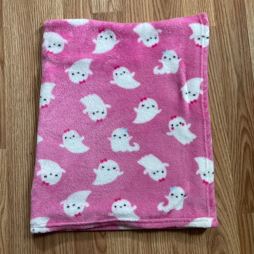 Parents Choice Plush Baby Blanket Ghosts Pink White Halloween Walmart 34 x 29